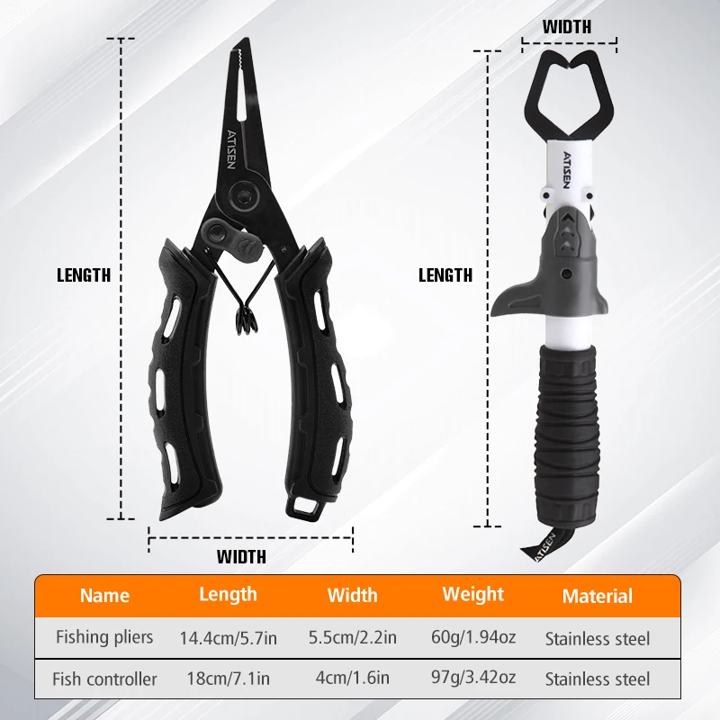 THORFORCE Stainless Steel Fish Holder Tackle Hook Remover Fish Control Device Multifunctional Fish Pliers Fishing Tools Set