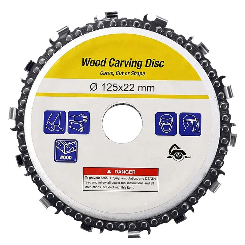 Factory 5 Inch Wood Carving Disc Chain Saw 14 Tooth Fine Abrasive Cut Chainsaw For Angle Grinder