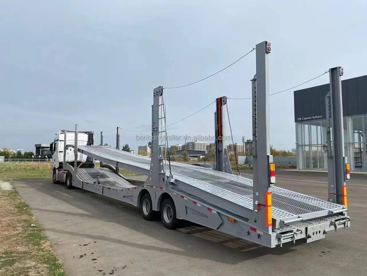 China Factory Price 2 Axles Two Floor Vehicle Transport Car Carrier Trailer