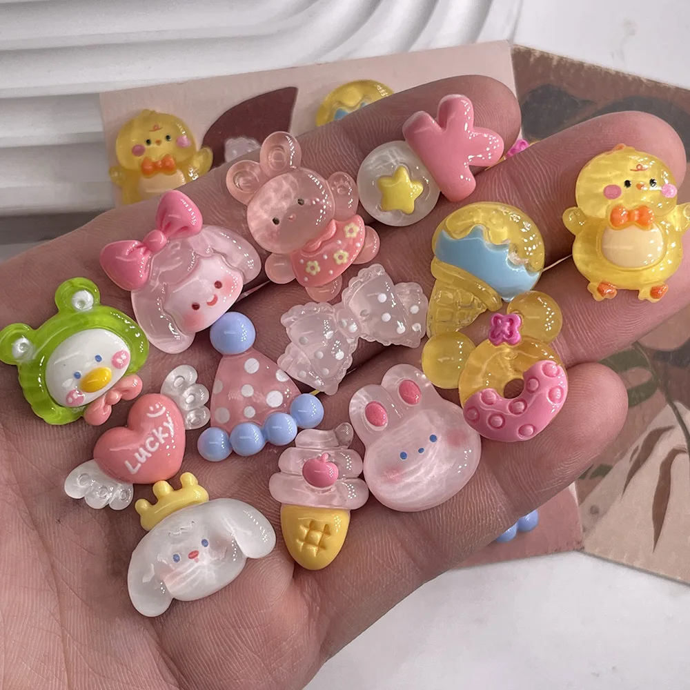 Прозрачные шармы из смолы желе кролик шапка утка розовый желтый Diy украшение для телефона чехол заколка волос