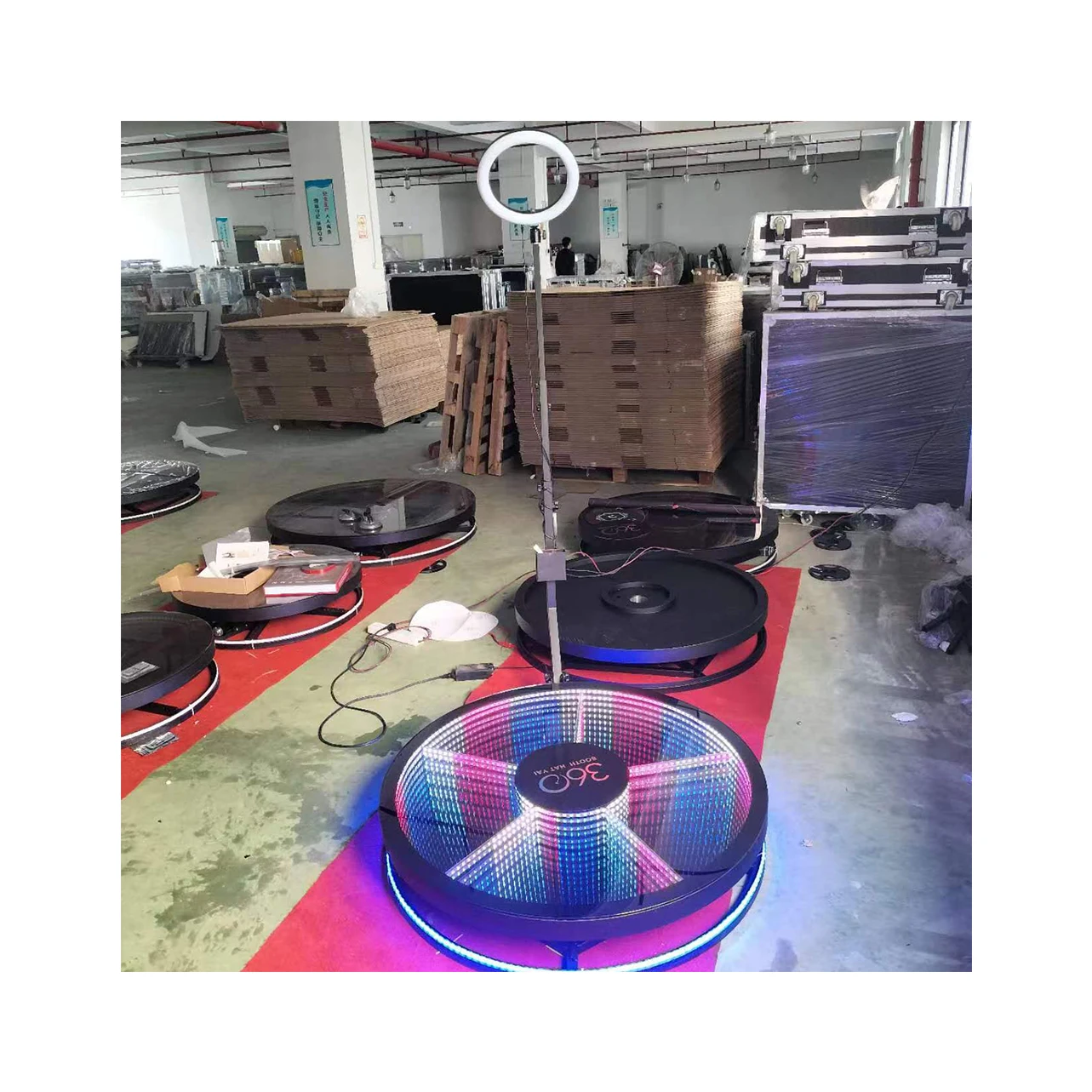 360 Photo Booth 100Cm Eu Warehouse Remote Control And Receiver With Led Screen 2 Piece Photo Booth Enclosure Transparent Glass