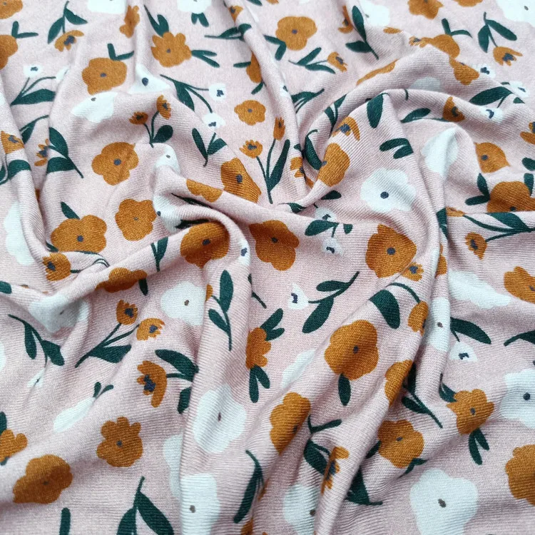 Soft touch custom designs digital printing bamboo spandex fabric for cloth with NO MOQ