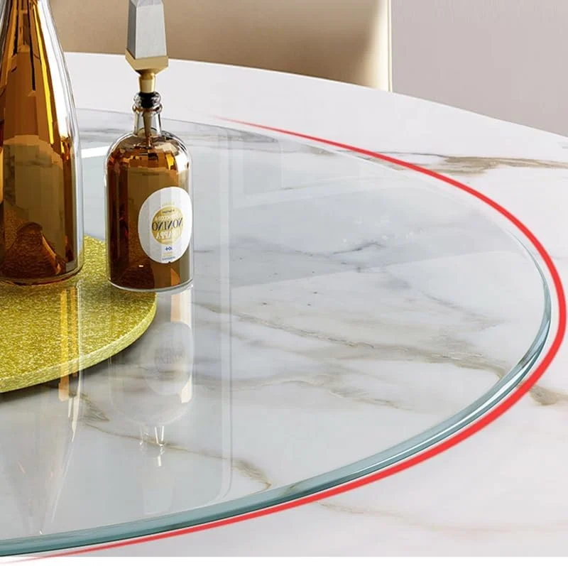 Glass Lazy Susan Turntable for Dining Table, Round Tabletop Rotating Tray Tempered Glass Serving Plate Dia. 80cm Golden