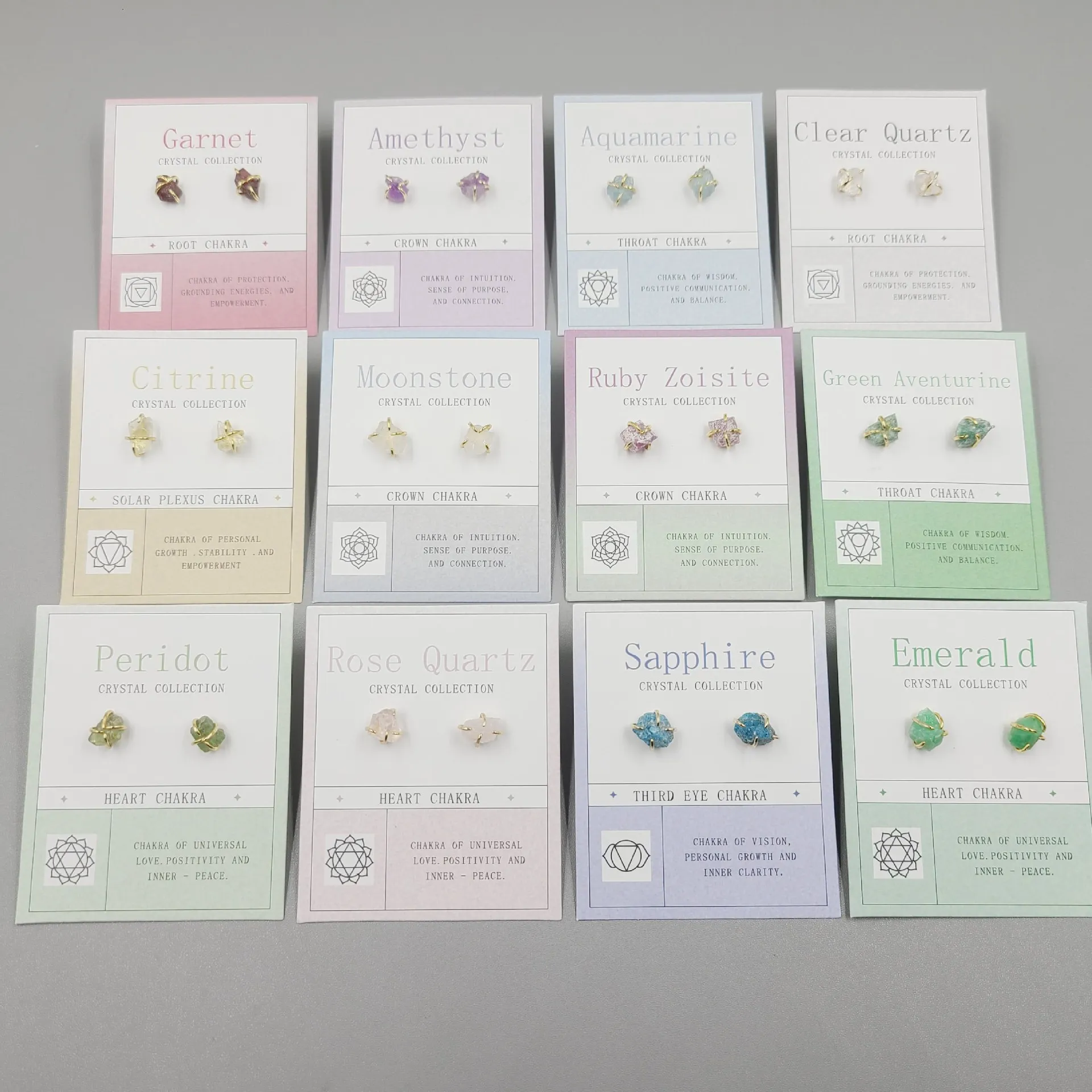 Wholesale Minimalist raw crystal Natural birthstone Stud Earrings Quartz Jewelry Crystal Stud Earrings Women