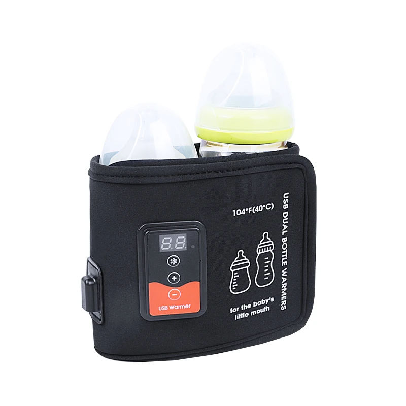 Smart Display USB Dual Bottle Warmer Water Warmer USB Baby Milk Bottle Heater Portable Baby Nursing Bottle Heater