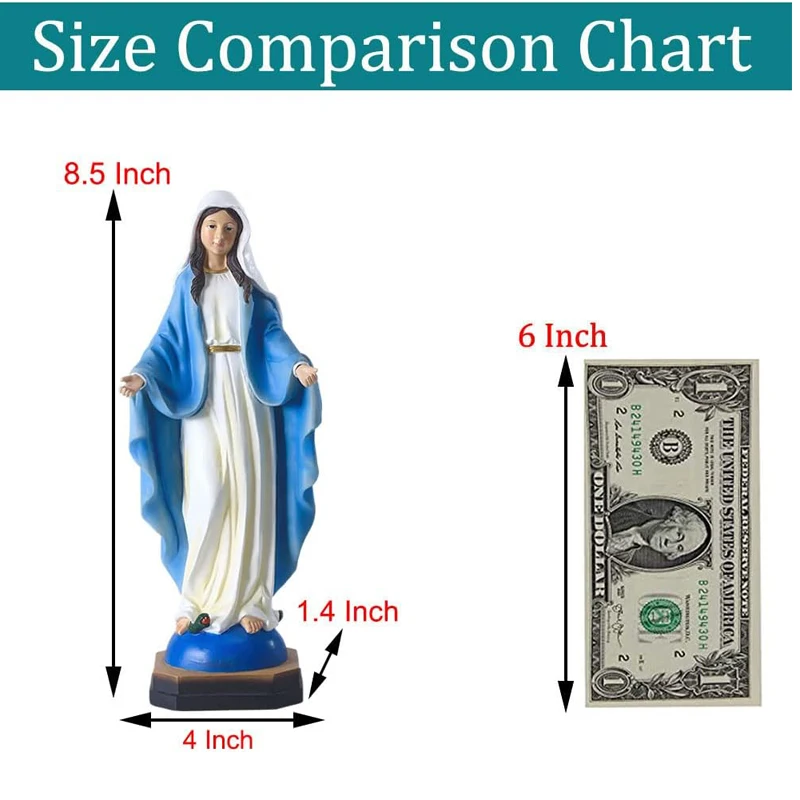 Resin Hand-Painted Virgin Mary Figure Religious Gift of Home Decor and Blessed Mother Statue
