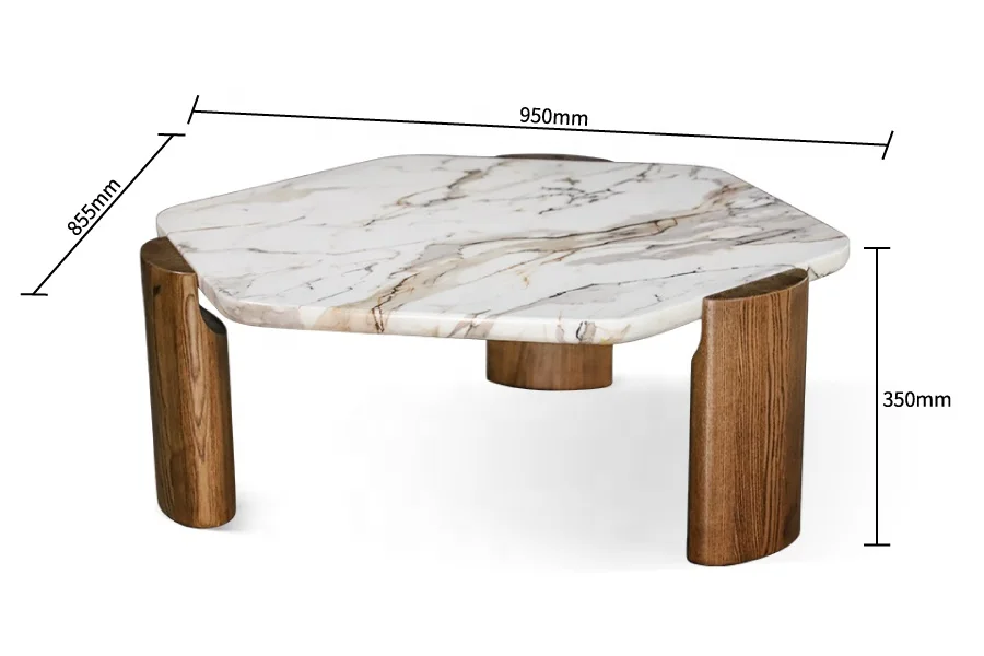 OEM ODM Factory Price Coffee Table Oak Wood Legs Luxury Modern Center Tables Marble Coffee Tables