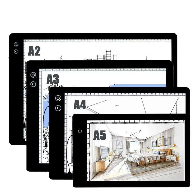 2024 Hot A2 A3 A4 A5 Animation Sketch Led Writing Light Board 6 levels dimming LED Drawing Tracing Lightbox pad