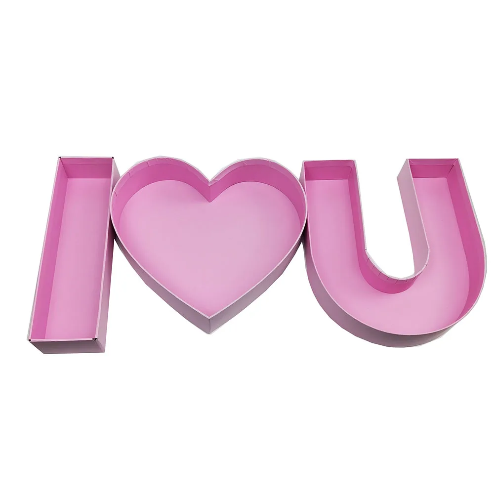 I Love You Fillable Mache Cardboard Letter Shaped Box For Chocolate Strawberry Sweet Packaging