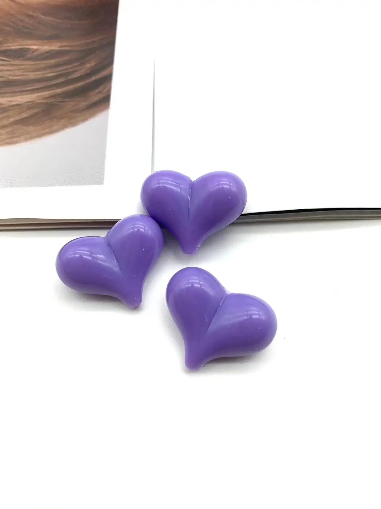 Macaron Milk Oil DIY Accessories Solid Color Crooked Peach Heart Bead Necklace Loose Bead Wholesale Acrylic Decorative Beads