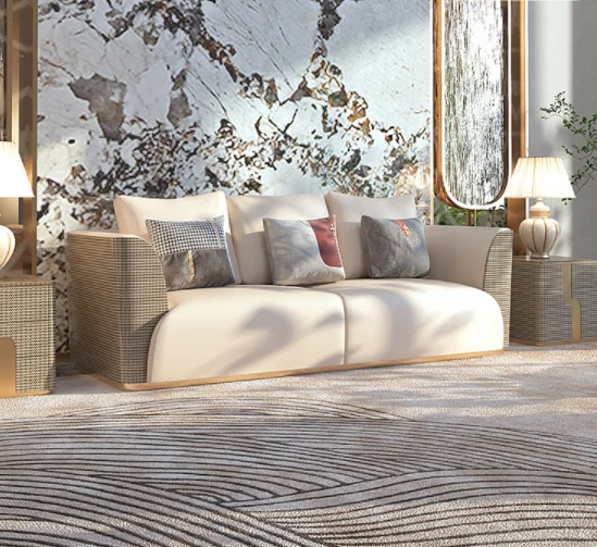 villa sofa set Wholesale elegant lounge home furniture modular full leather luxury living room simple sofa furniture set