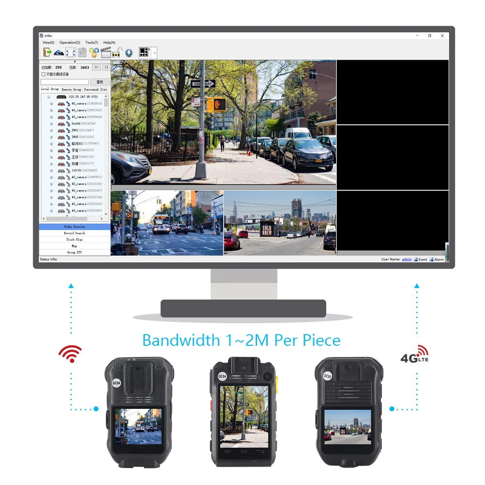JOVE W8  Video Transmission Body Worn Camera 4g for Police Surveillance big touch screen