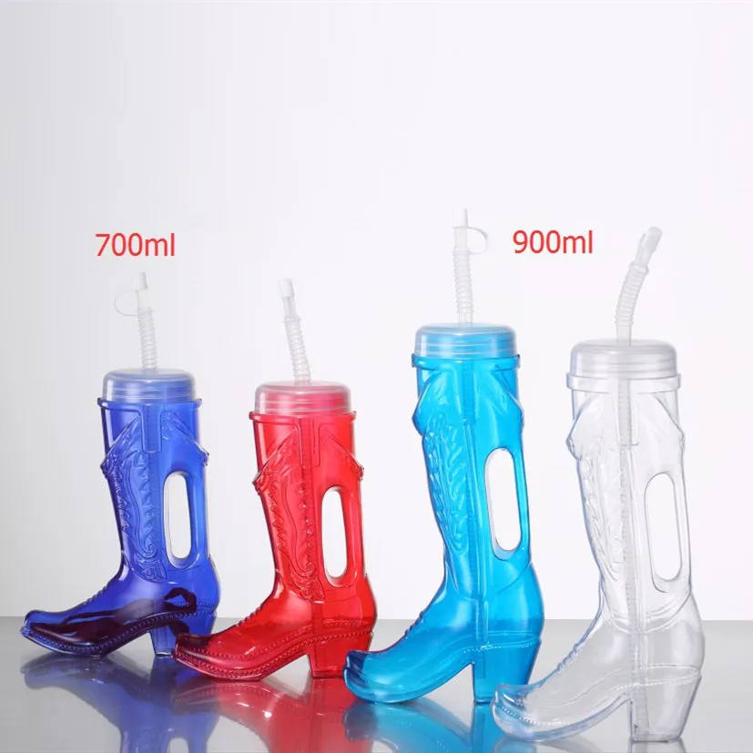 32oz Plastic Cowboy Beer Boot Cup Custom Cowboy Boot Shaped Plastic Beer Yard Cups With Lanyard