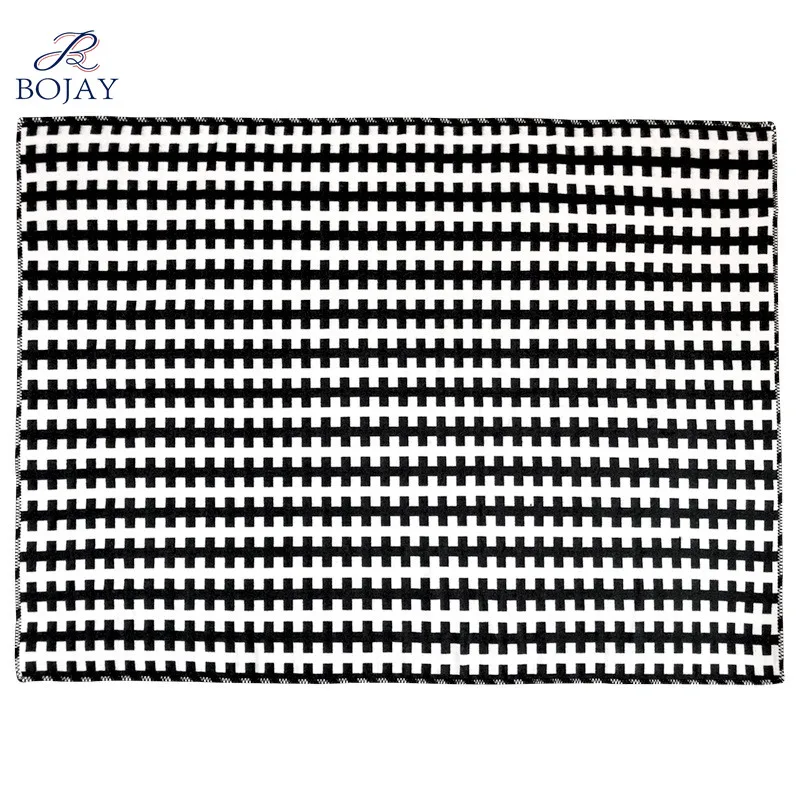 Nordic Style Plaid Throw Blanket for Sofa Couch Soft Flannel Fleece White Black Checker Plaid Pattern Decorative Throw