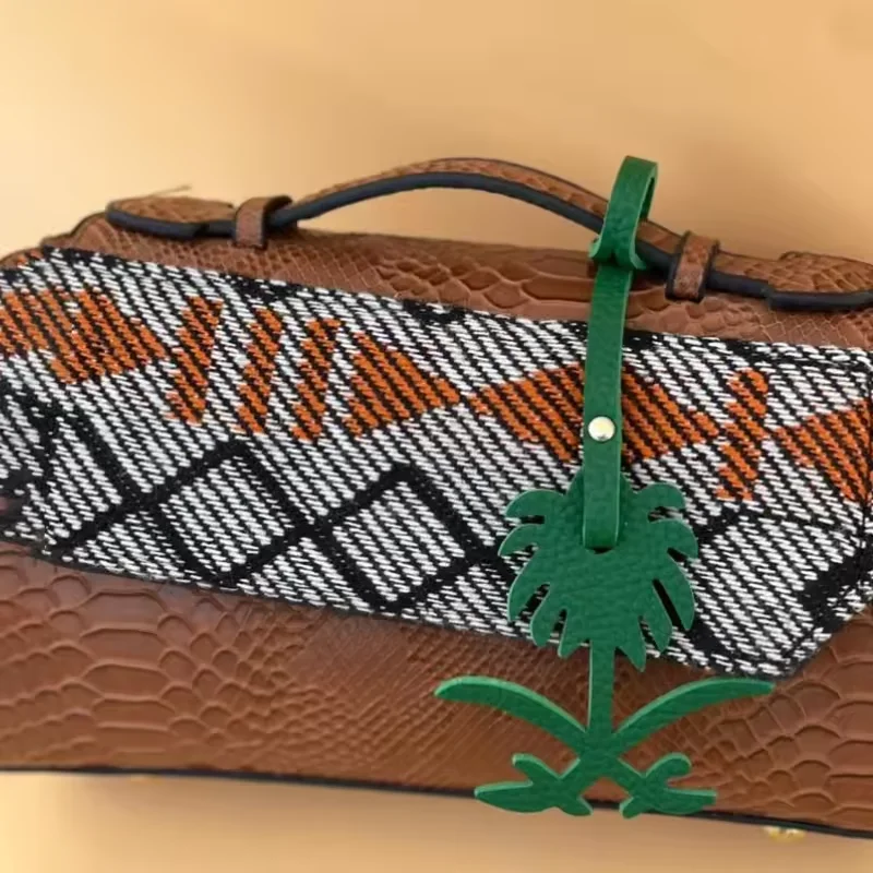 Wholesale PU Leather Saudi Map Palm Tree Bag Charms Keychain Backpack Pendant Women Bag charms Accessories