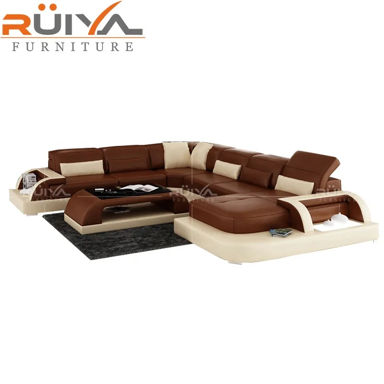 unique design European style Living room sets modern orange extra long used leather sofa