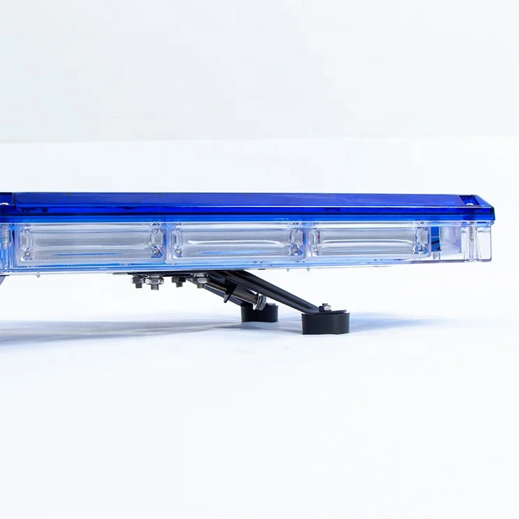 Dc 12v Toproof Mount Blue LED Strobe Light Bar with 100watts Build-in Speaker and Horn Siren Alarm for Ambulance