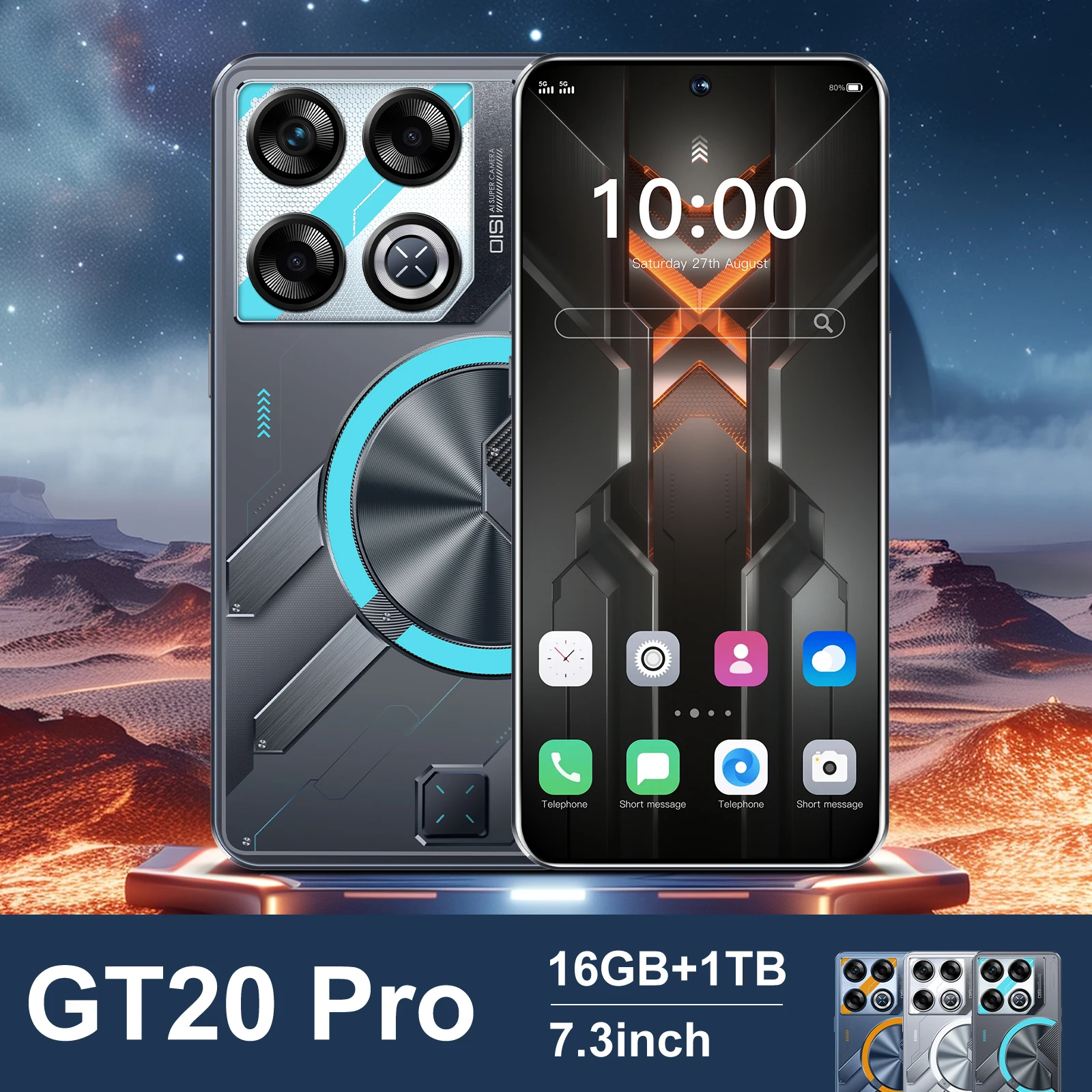 2025 Hot Selling Unlocked GT20 Pro Smartphone 16GB Memory Android 14 Mobile Phone 144hz Refresh Rate 108mp Rear Deca Core Gaming