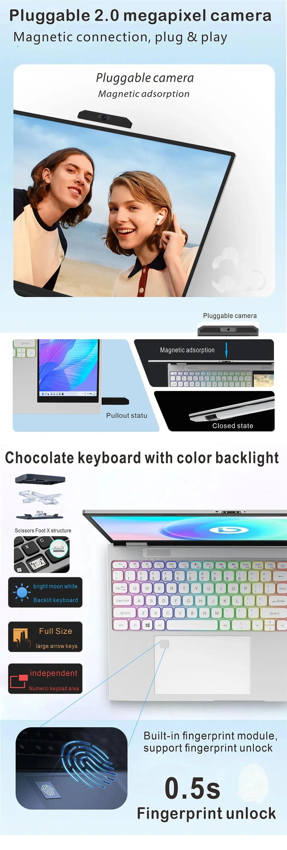 Double Screen Laptop 15.6 Inch+7 Inch Touch Screen Intel Celeron N100 Cheap Gaming Laptops Notebook Computer For Business Laptop