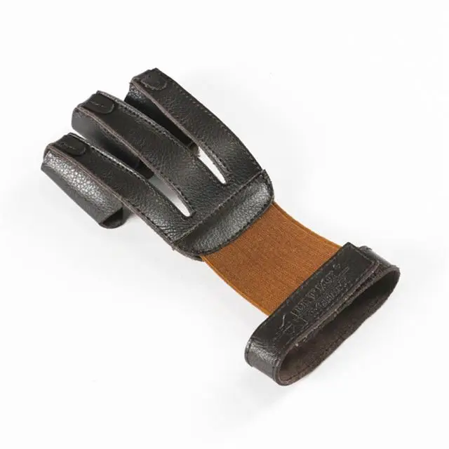 Leather archery adjustable three finger guard glove for bow and arrow shooting both left and right hand