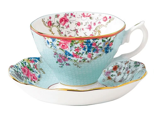 High quality new european eco-friendly fine bone china hotel coffee cup set for flower gold decoration