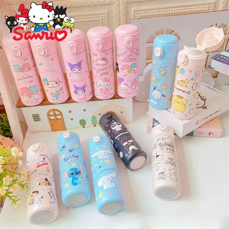 Sanrios Melody Kuromi Cinnamoroll Pochacco термос чашка Студенческая чашка для воды поп-чашка с пряжкой студенческий офисный чайник