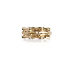 Barlaycs 2022 fashion trend tough bamboo ring 18k gold plated exquisite simple ins wind finger ring