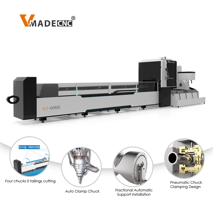 Zero Waste Tube Fiber Laser Tube Pipe Cutting Machine Lf-60ms With Auto Loading System