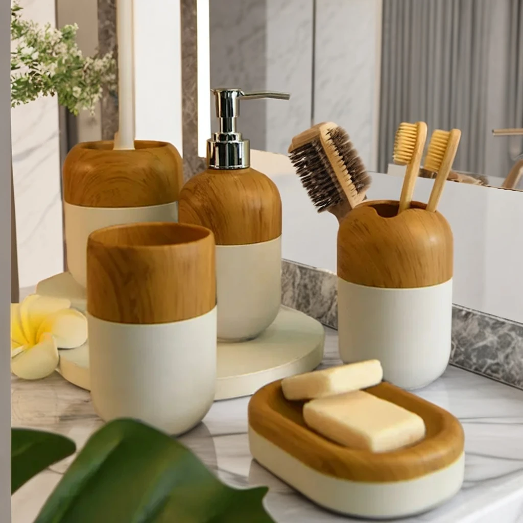 ASPIRE Modern Design 5-pcs Plastic Bathroom Accessory Set New Bathroom Sets