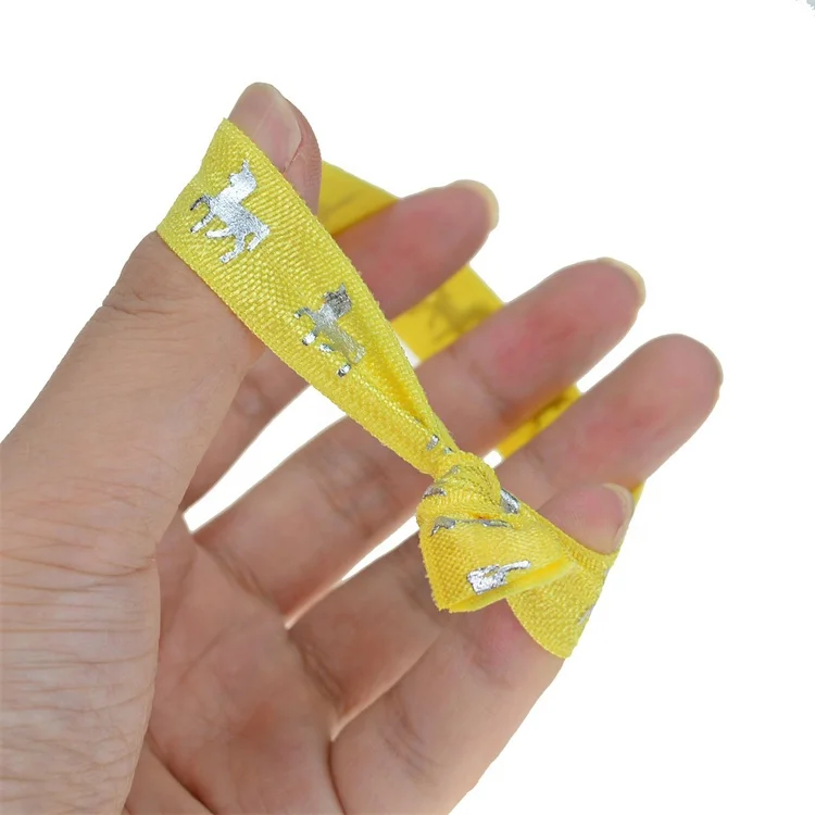 FOE Printed Logo Custom Promotional Gifts Wristband Women No Crease Ribbon Hair Ties