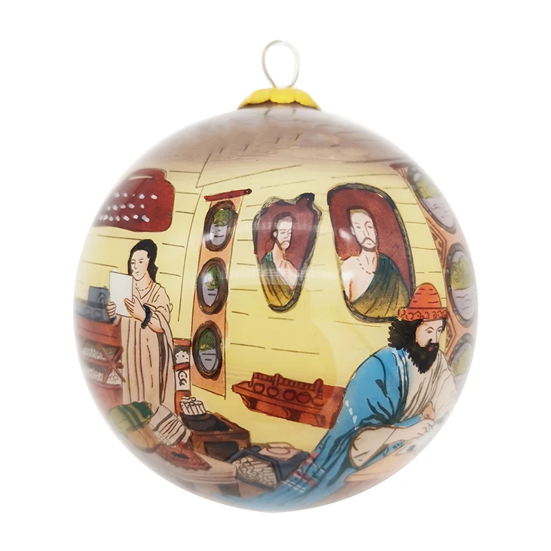 Custom Religious Inside Painted Christmas Glass Ball Ornaments