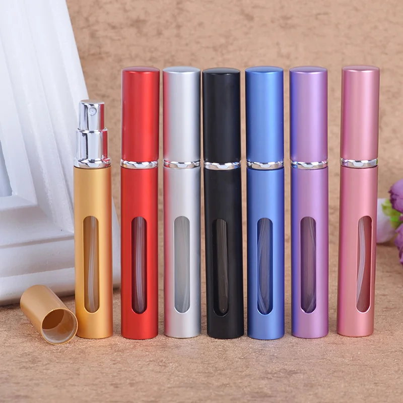Cosmetic Portable MIni Pocket Perfume Pen 5ml Travel-Sized Spray Atomizer Aluminum Perfume Bottles with Visible Window