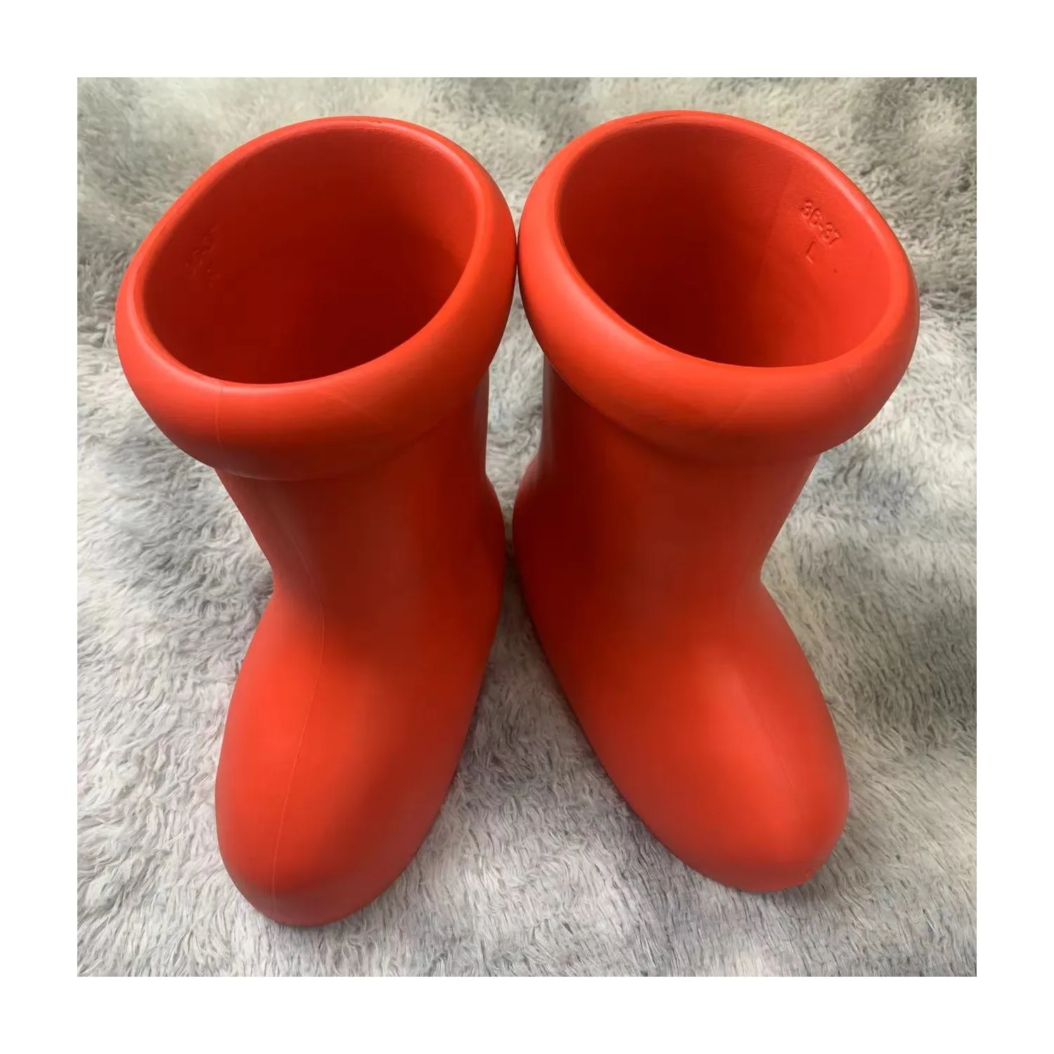 New Designer Unisex Thick Bottom Eva Big Red Boots Slip-On Kids Boots Custom Logo Printing Luxury Cartoon Boy Rainboots