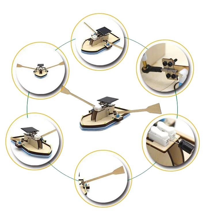 DIY STEM Kit Solar Toy Solar Powered Sail Boat Science Engineering Toys Educational Equipment For Teenagers experiment kit scien