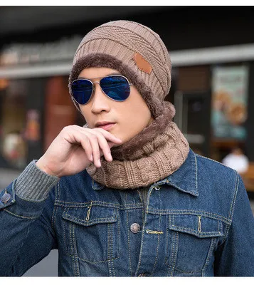 Wholesale Thick Fleece Winter Warm Knitted Hat Beanie Hat Scarf Set for Women and Men