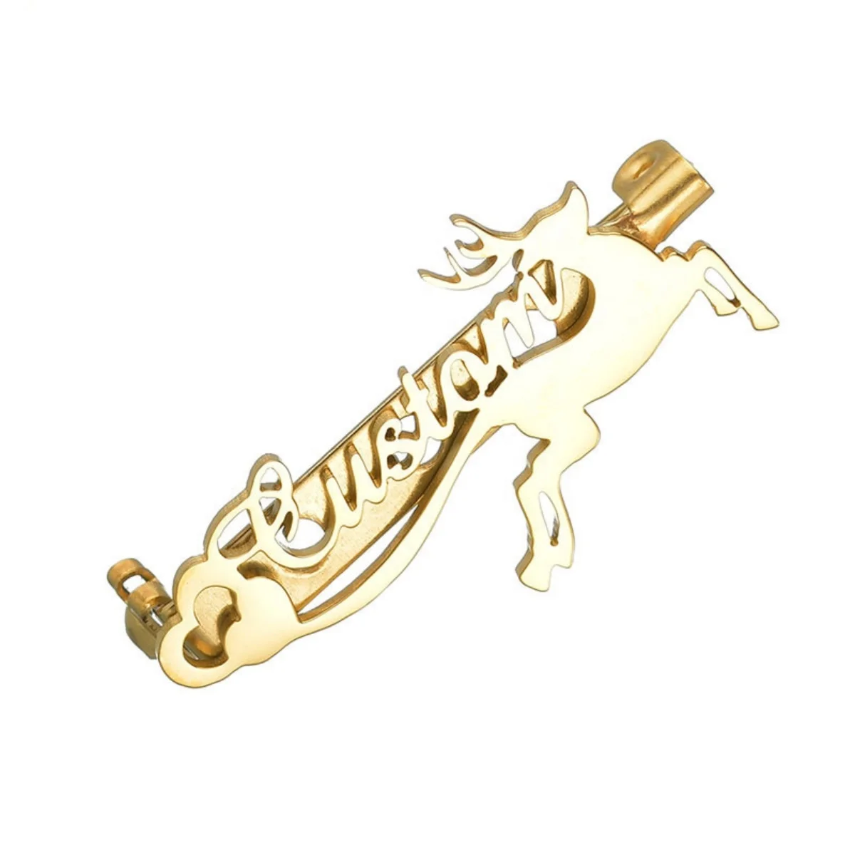 Custom Logo Sliver Safety Pin Rhinestone Stainless Steel 18K Gold Platedmetal Luxury Designer Women Fashion Jewelry Brooches