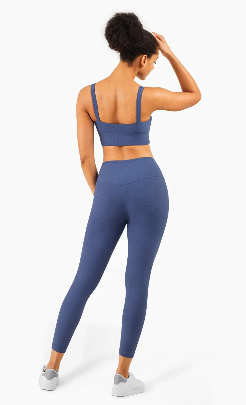 Ptsports 2022 new arrival rib fabric women yoga set private label gym fitness yoga clothes