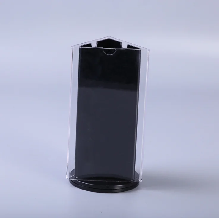 Customized 3 Sided Rotating Triangle Clear Advertising Tent Card Stand Acrylic Sign Table Menu Display Holder