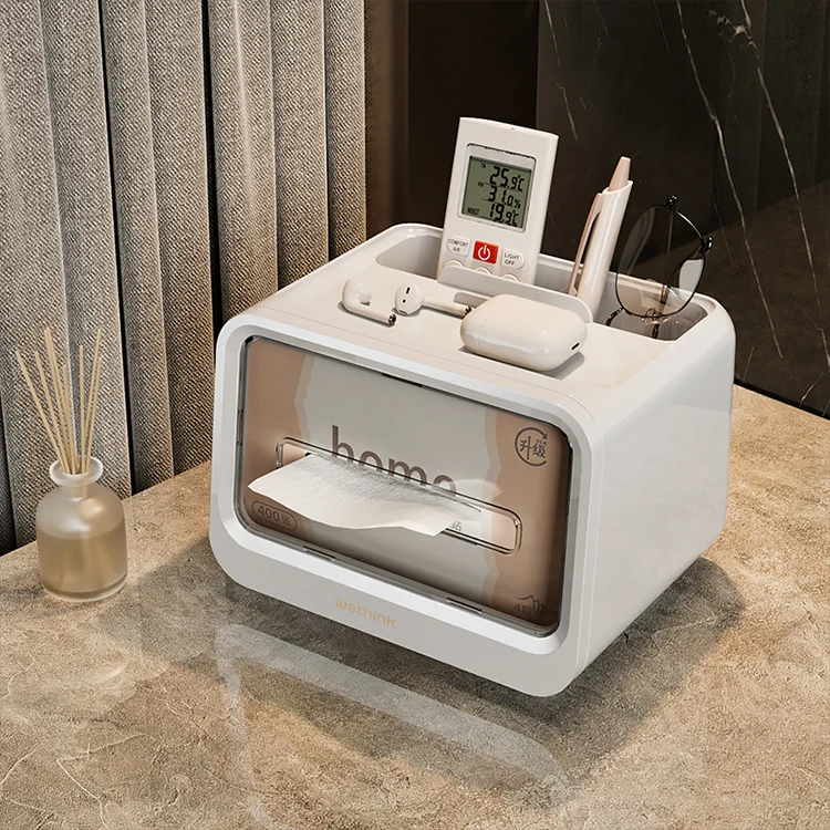 Multifunctional Home Desktop Tissue Storage Box Plastic Boxes With Lids Magnetic Lid Storage Box