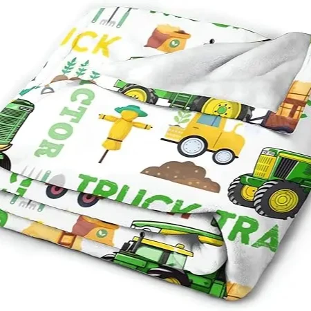 Truck Tractor Blanket for Kids Toddler Blanket for Nap Soft Fleece Plush Farm Blanket for Teens
