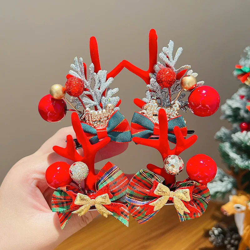 Christmas Reindeer Antlers Headband Hairpins Hairbands Girls Beauty Headdresses Cute Christmas Clips Hair Accessories