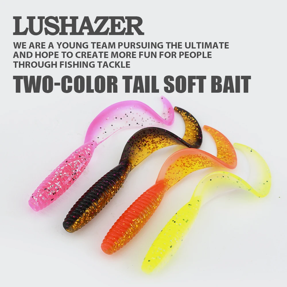 15pcs/bag 30pcs/box LUSHAZER grub worm lure7cm 2g soft bait softplasticlure lures