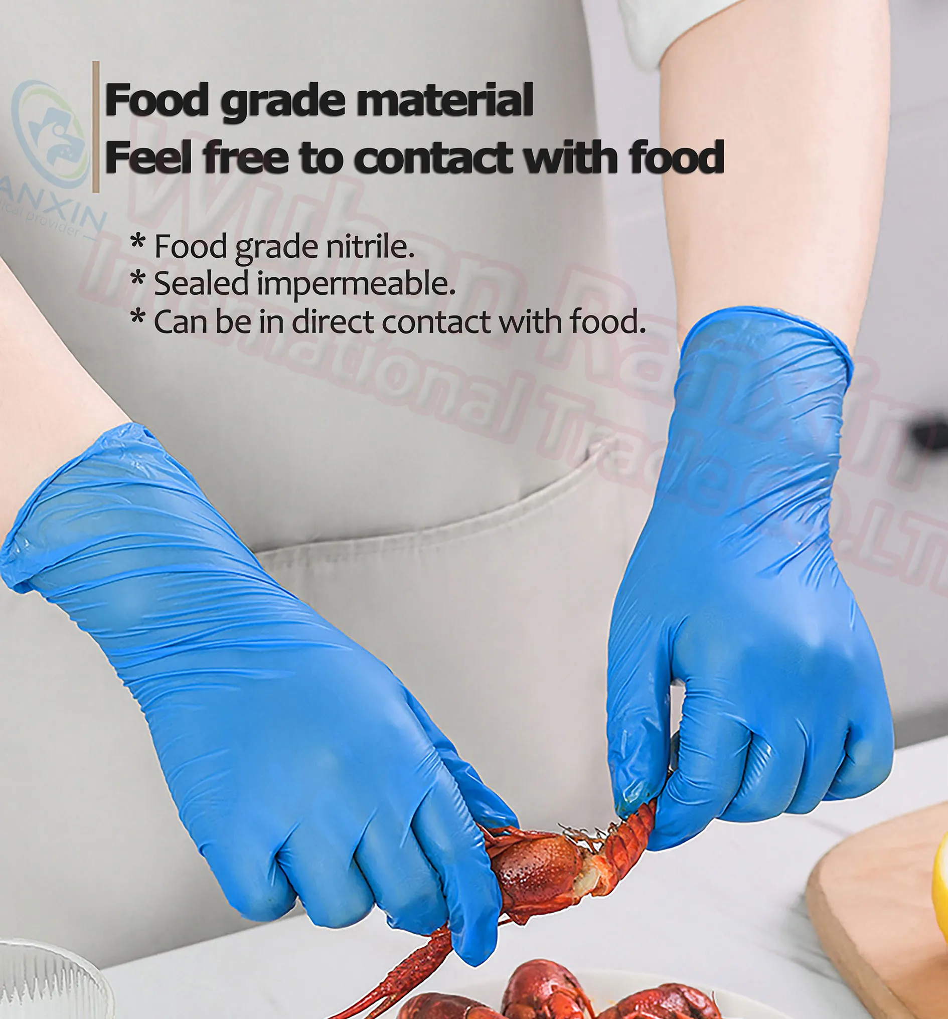 Disposable Blue Nitrile Glove Heavy Duty Work Examination Medical Nitrile Gloves