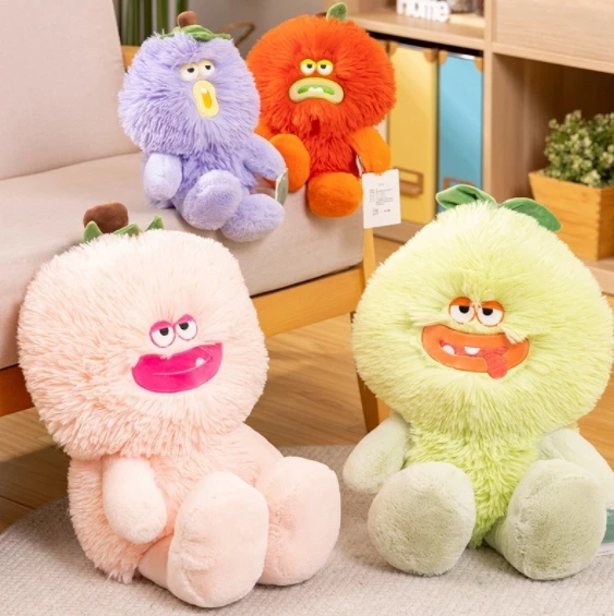 Long hair fruit plush doll cute laughing vegetable doll child comfort doll
