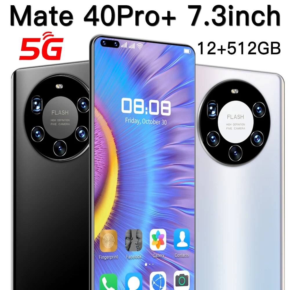 High end Mate 40 Pro Mobile Phone 7 Inch HD Full Display 12+512GB Android 10.0 Cell Phone Smartphone with dual sim