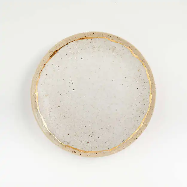 China suppliers round golden rim speckle restaurant food pasta service ceramic dish plate for sale