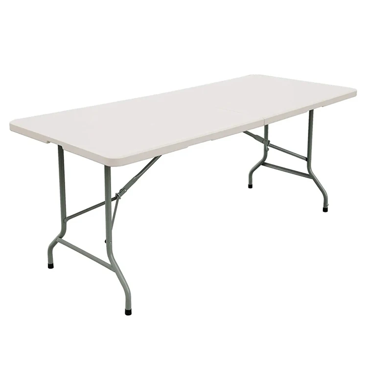 Белый прямоугольный портативный пластиковый складной стол для вечеринки на открытом воздухе