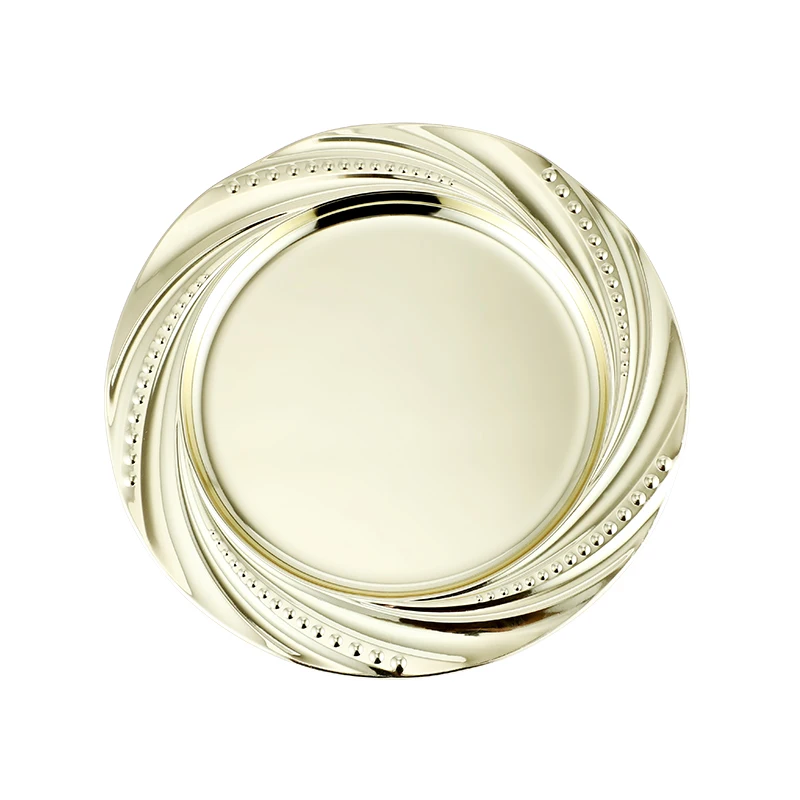 Party Dinner Serving Wedding Decoration Round Gold Stainless Steel Charger Plates with Beaded Rim
