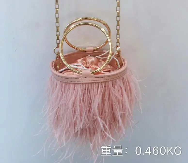 New design multi colors high quality fashion ostrich feather bag