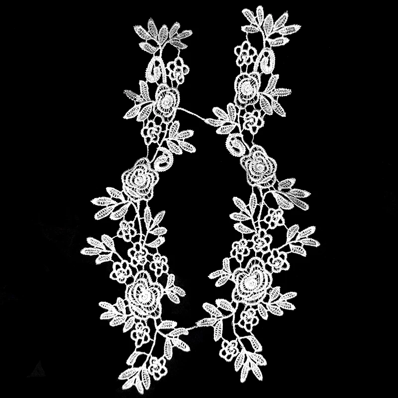 Polyester light embroidery lace pair of symmetrical garment lace accessories water soluble openwork embroidered ribbon applique